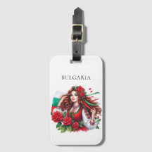 Bulgariska Flagga Tradition Folklore Woman Röd ros