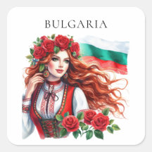 Bulgariska Flagga Tradition Folklore Woman Röd ros