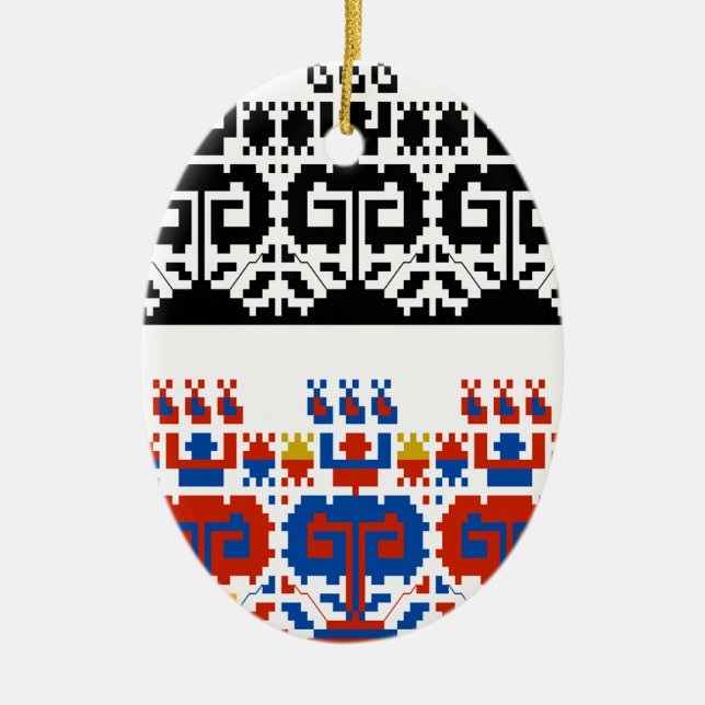 Bulgariska folkkonst mönster julgransprydnad keramik (Framsidan)