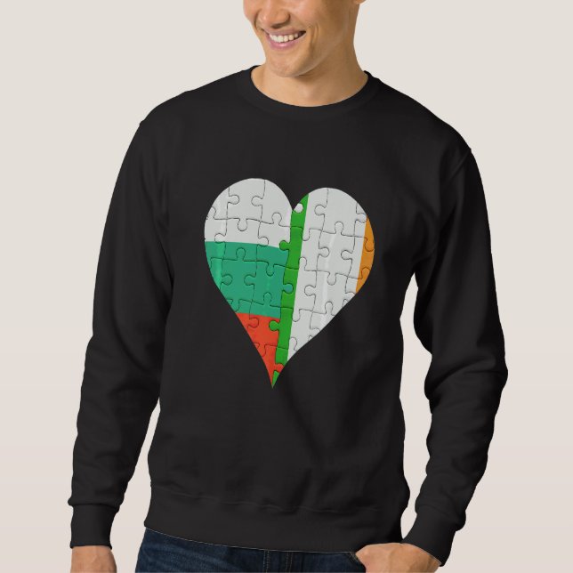 Bulgariska Irish Flagga Heart Lång Ärmad Tröja (Framsida)