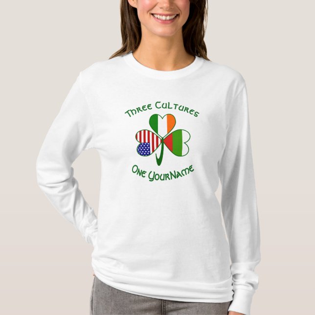 Bulgariska Irish Shamrock Flagga personalize T Shirt (Framsida)