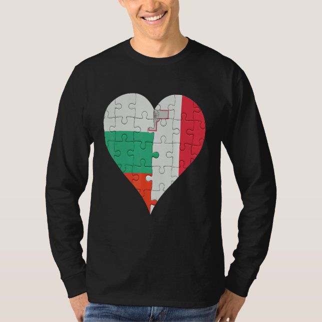 Bulgariska maltesiska Flagga Heart T Shirt (Framsida)