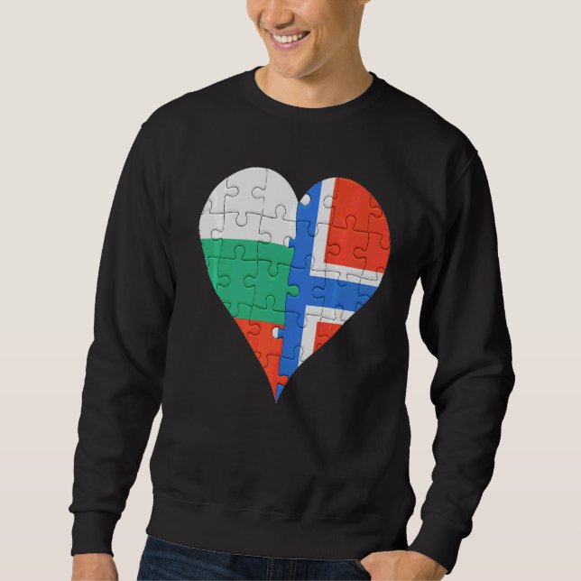 Bulgariska norska Flagga Heart Lång Ärmad Tröja (Framsida)