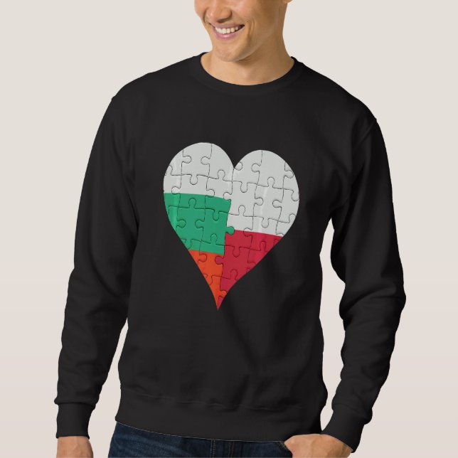 Bulgariska polska Flagga Heart Lång Ärmad Tröja (Framsida)