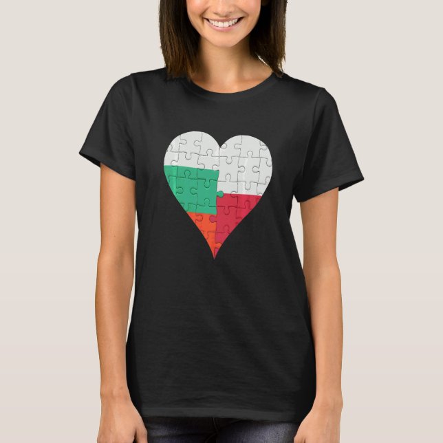Bulgariska polska Flagga Heart T Shirt (Framsida)