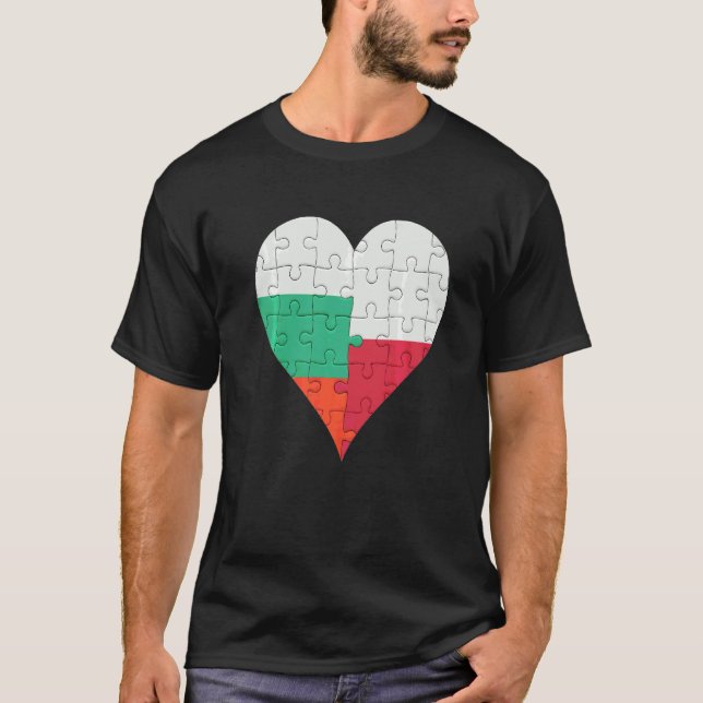 Bulgariska polska Flagga Heart T Shirt (Framsida)