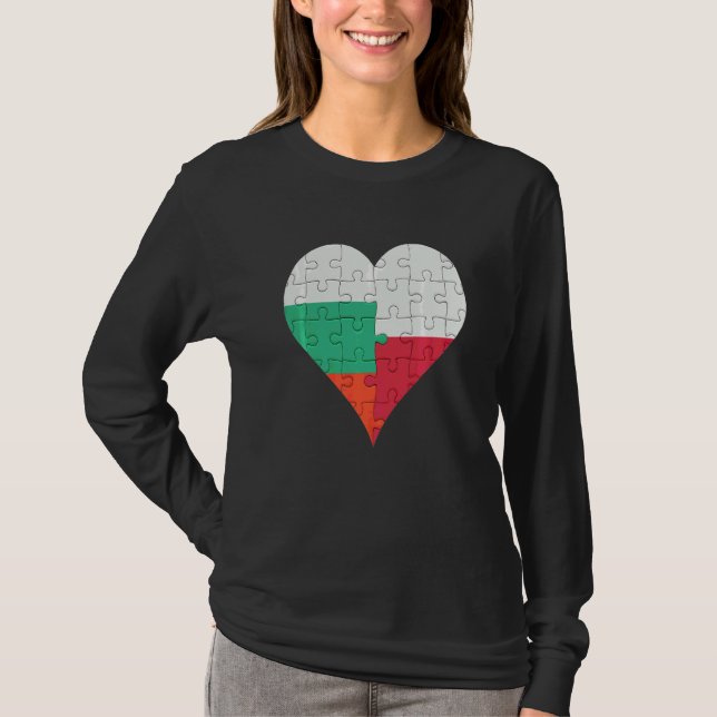 Bulgariska polska Flagga Heart T Shirt (Framsida)