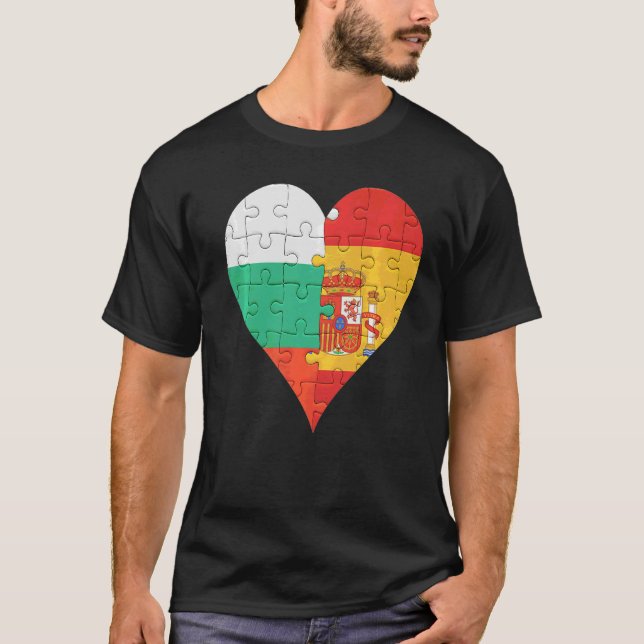 Bulgariska spanska Flagga Heart T Shirt (Framsida)