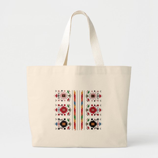 Bulgariska traditionella folkmotiv jumbo tygkasse (Framsidan)