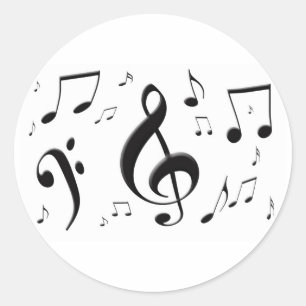 Bulging Musik noter Sticker Runt Klistermärke