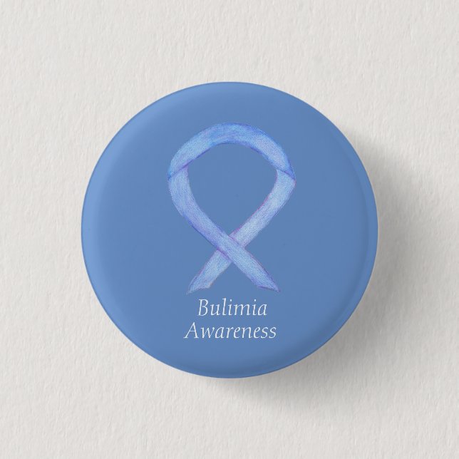 Bulimia Awareness Periwinkle Ribbon Anpassningsbar Knapp (Framsida)