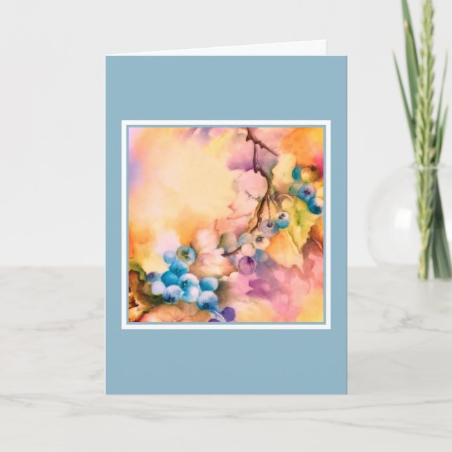 Bulk Blank Greeting Cards | Blueberry Botanical Anteckningskort (Framsida)