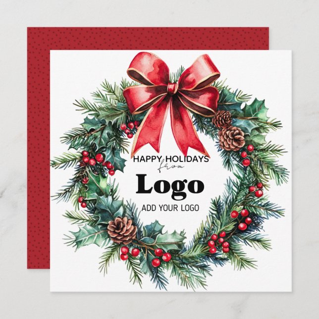 Bulk Custom Logo Happy Holidays Cards for Clients Julkort (Fram/baksida)