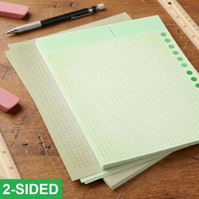 Bulk Gröna Tomma Rutnätspapper (Linjade tumsrutor) Brevhuvud (green engineering graph paper, bulk letter size grid paper, ruled paper for technical drawings)