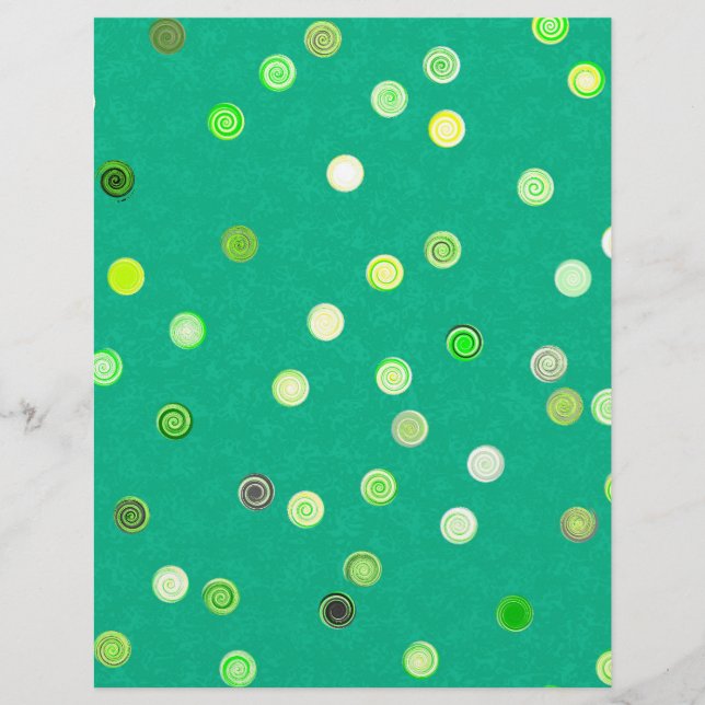Bulk - Grönt Twisty Polka Dot Spiral Skrap Papper Reklamblad (Framsidan)