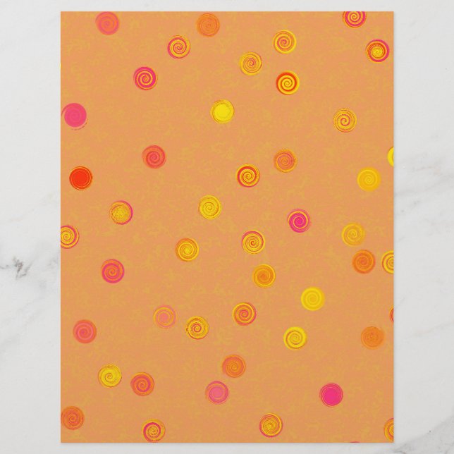 Bulk - Orange Twisty Polka Dot Spiral Scrappapper Reklamblad (Framsidan)