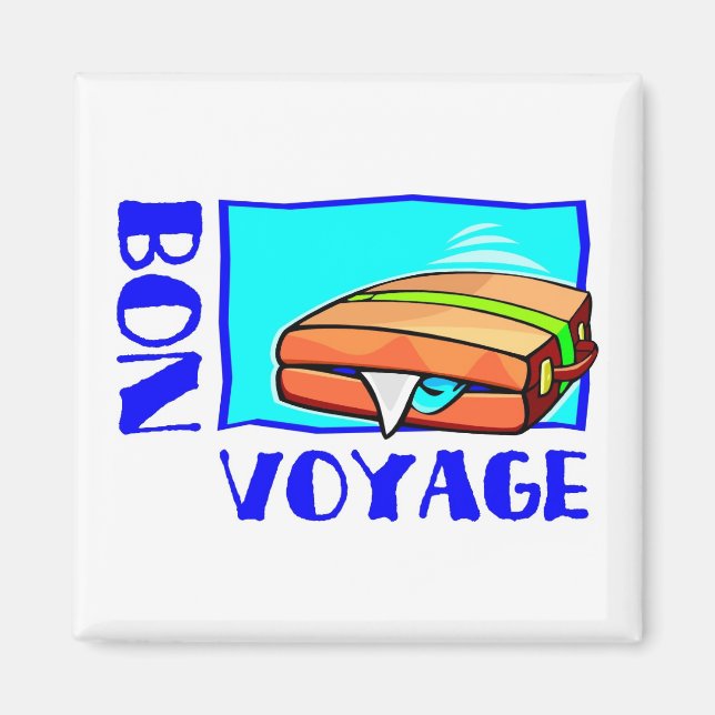 Bulkande resväska: "Bon Voyage!" Magnet (Framsidan)