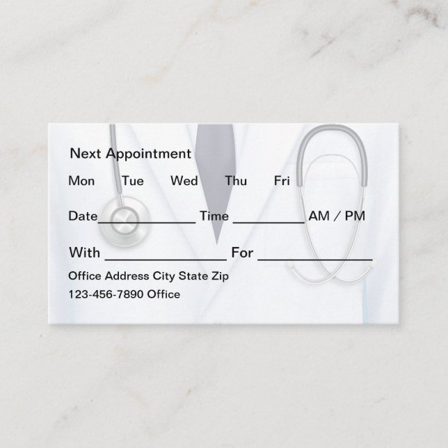 Bulkbudget för Office-avtalskort för doktor Tidsbeställning Kort (Framsida)