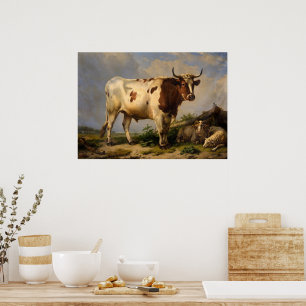Bull av Eugene Joseph Verboeckhoven Poster