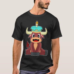 Bull Birthday Candle Cake T Shirt