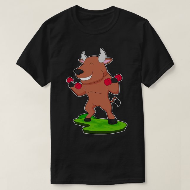 Bull Bodybuilding Dumbbells T Shirt (Design framsida)