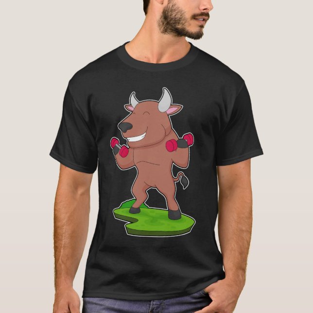 Bull Bodybuilding Dumbbells T Shirt (Framsida)
