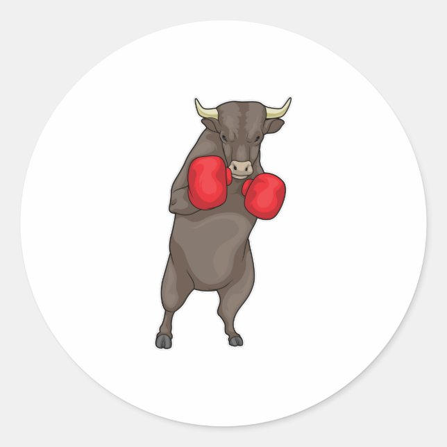 Bull Boxer Boxing handskar Runt Klistermärke (Framsida)