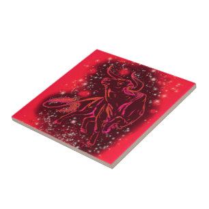 Bull Ceramic Tile som går i Red Starry Natt Kakelplatta