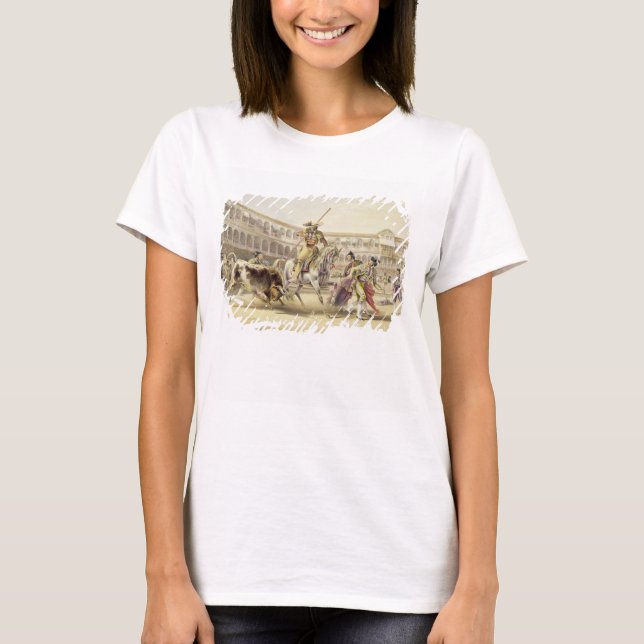 Bull Charging a Picador, 1865 (färg litho) T Shirt (Framsida)