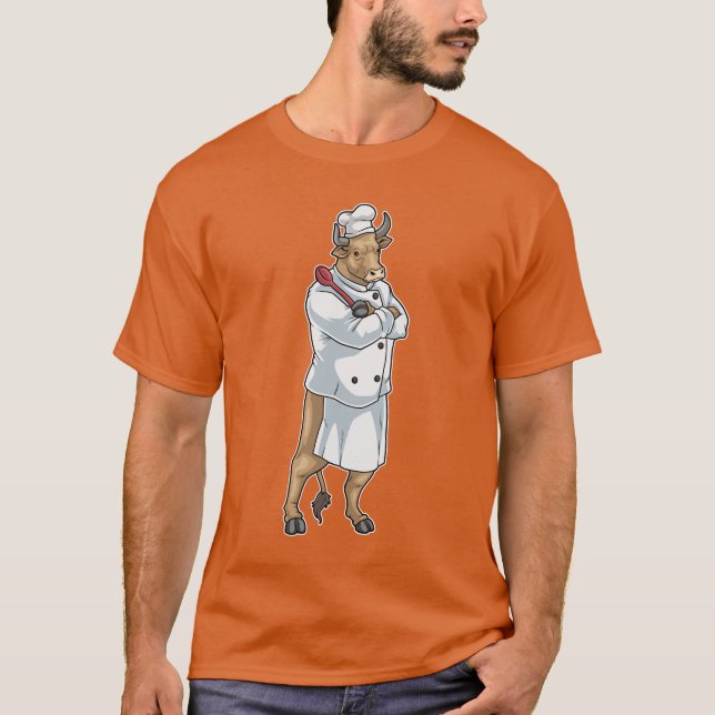Bull Chef Cooking spoon Cook T Shirt (Framsida)