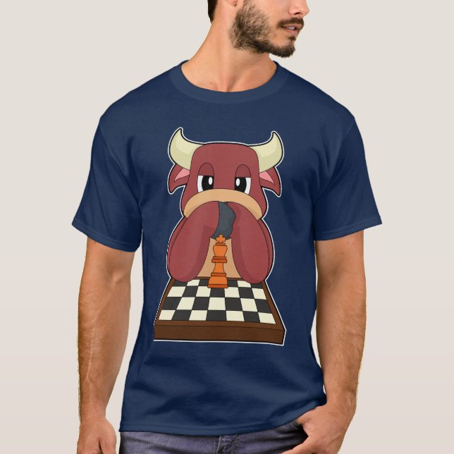 Bull Chessboard Chess Board T Shirt (Framsida)