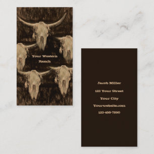 Bull Cow Skull Westerna Land Brown Sepia Rustic Visitkort