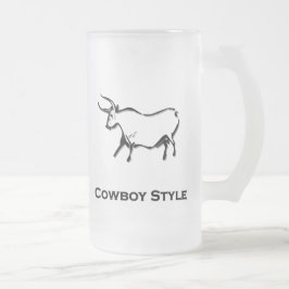 Bull Cowboy Stil Black Frostat Ölglas