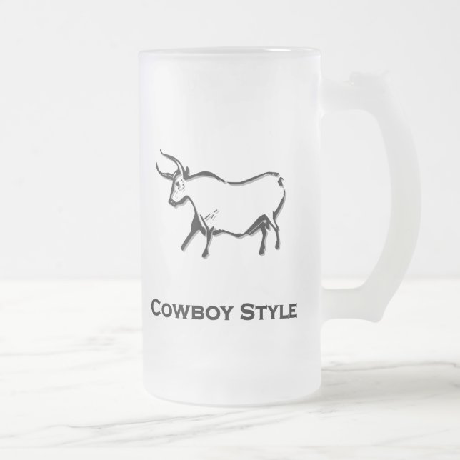 Bull Cowboy Stil Black Frostat Ölglas (Höger)