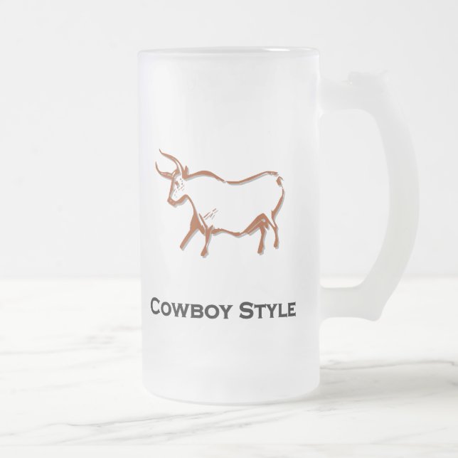 Bull Cowboy Stil Brown Frostat Ölglas (Höger)