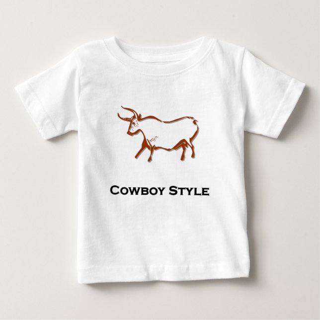 Bull Cowboy Stil Brown Tee Shirt (Framsida)