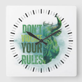 Bull design | Reminder | Motivation Fyrkantig Klocka