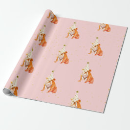 Bull Dog Birthday Rosa Party Hat Presentpapper