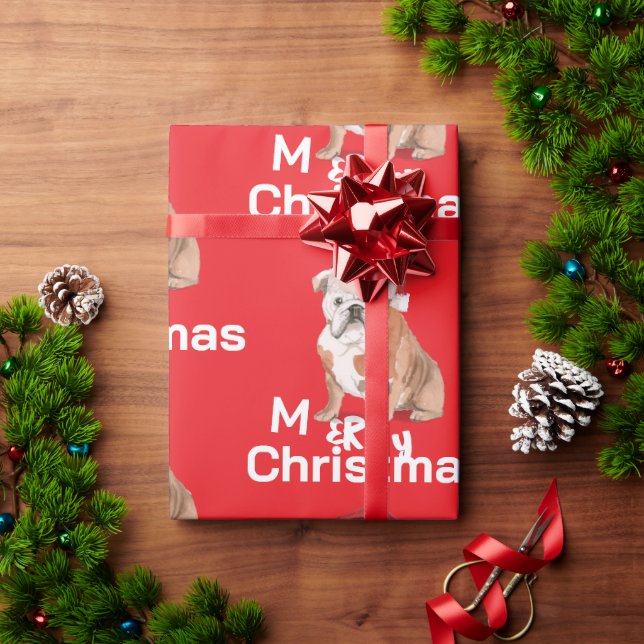 Bull Dog Helgdag jul - jul Merry Santa Hat Presentpapper (Julgåva)
