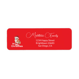 Bull Dog Helgdag jul - jul Merry Santa Hat Returadress Etikett