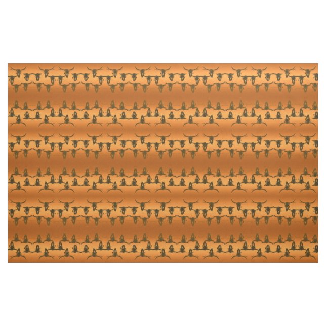 Bull Döskallar Rustic Guld Brown Westernare Mönste Tyg (Fat Quarter)