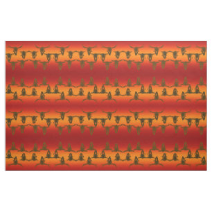 Bull Döskallars Rustic Orange Gult Brown Westerna Tyg