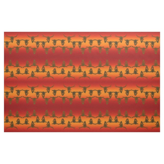 Bull Döskallars Rustic Orange Gult Brown Westernar Tyg (Fat Quarter)