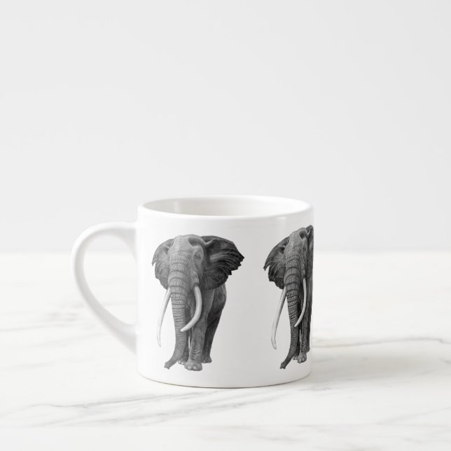 Bull elefant - Teckning i blyertspennan Espressomugg (Vänster)