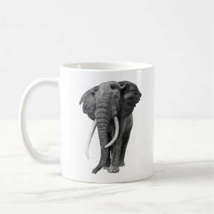 Bull elefant - Teckning i blyertspennan Kaffemugg