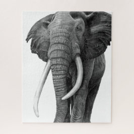 Bull elefant - Teckning i blyertspennan Pussel