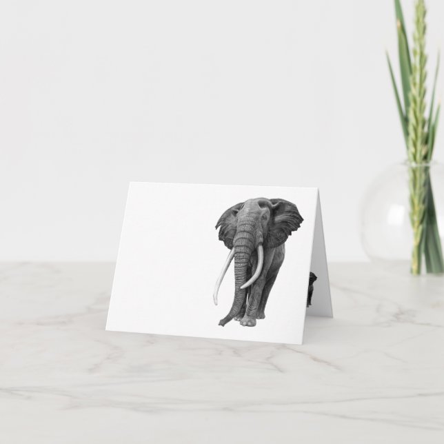 Bull elefant - Teckning i pennan Kort (Framsida)