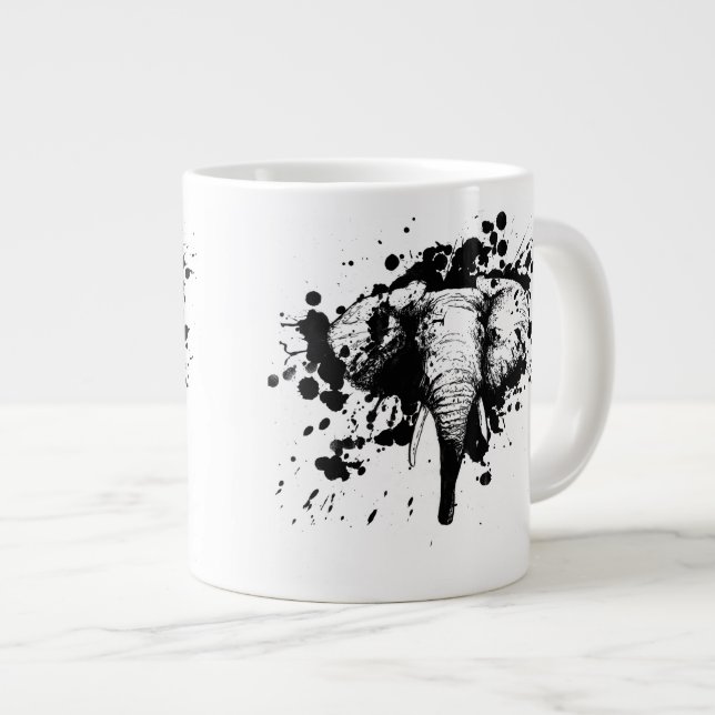 Bull Elephant i Plockan Black Stänk Din bakgrund Jumbo Mugg (Framsida höger)
