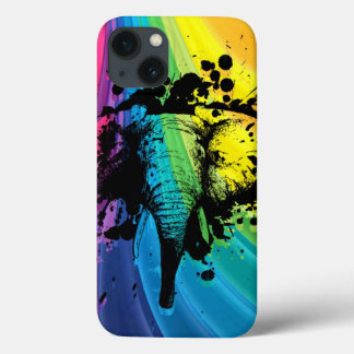 Bull Elephant Over Swirly Rainbow