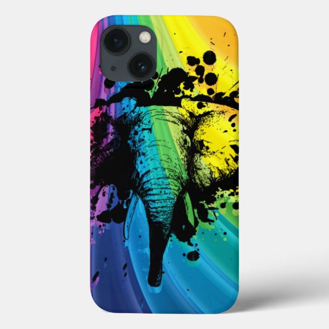 Bull Elephant Over Swirly Rainbow (Baksida)